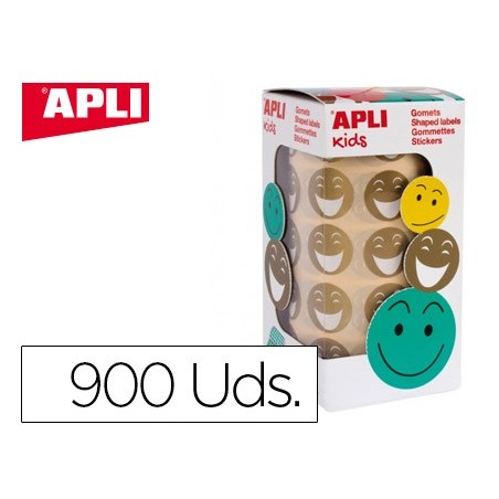 Gomets apli autoadhesivo smile oro cara feliz rollo de 900 unidades