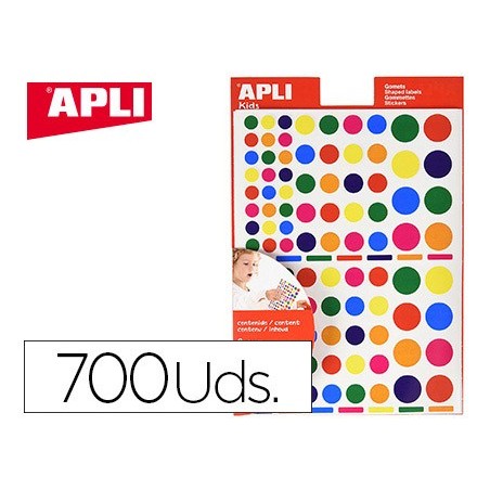 Gomets apli autoadhesivo formas surtidas multicolor blister de 6 hojas