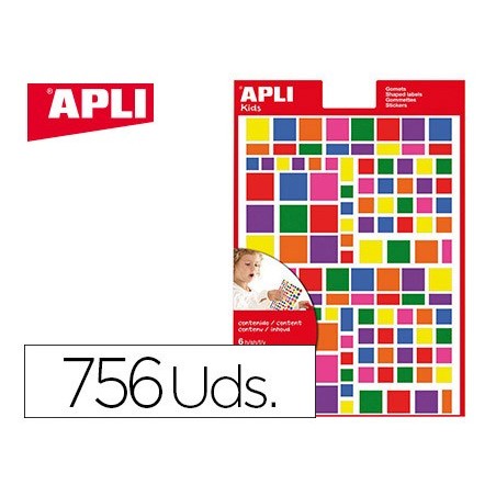 Gomets apli autoadhesivo cuadrado multicolor blister de 756 unidades surtidas