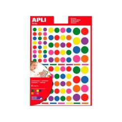 Gomets apli autoadhesivo circulo multicolor blister de 624 unidades surtidas
