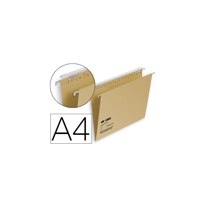 Carpeta colgante fade tiki din a4 visor superior 290 mm efecto lupa kraft eco 230 g/m lomo v