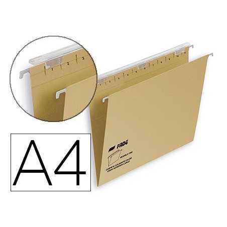 Carpeta colgante fade tiki din a4 visor superior 290 mm efecto lupa kraft eco 230 g/m lomo v