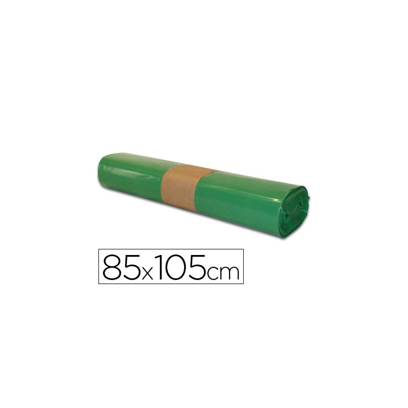 Bolsa basura industrial verde 85x105cm galga 110 rollo de 10 unidades