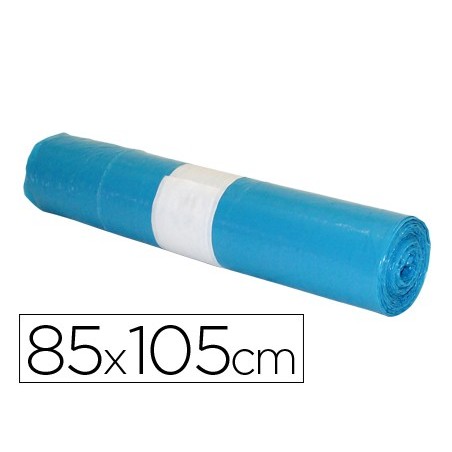 Bolsa basura industrial azul 85x105cm galga 110 rollo de 10 unidades