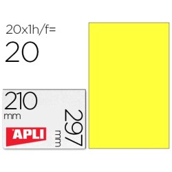 Etiqueta adhesiva apli 02878 tamaño 210x297 mm para laser fotocopiadora ink-jet caja con 20 hojas din a4 amarillo