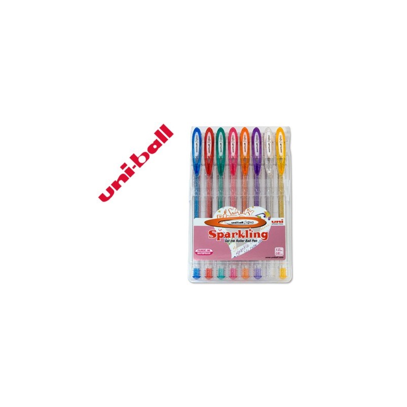 Boligrafo uni ball um-120 signo 0,7 mm tinta gel estuche de 8 colores con purpurina Boligrafo uni ball um-120 signo 0,7 mm tinta gel estuche de 8 colores con purpurina