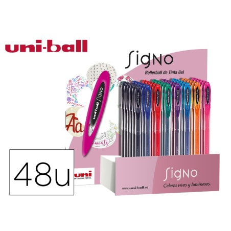 Boligrafo uni ball um-120 signo 0,7 mm tinta gel expositor de 48 colores basicos