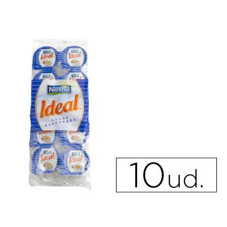 Leche evaporada ideal porciones de 7,5 gr envase de 10 unidades