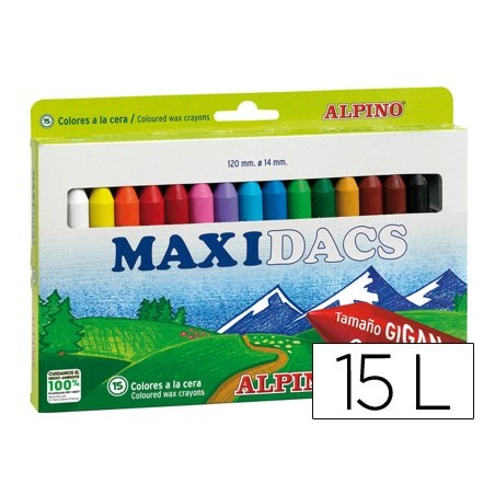 Lapices cera alpino maxidacs caja de 15 unidades colores surtidos