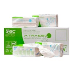 Toalla de papel mano engarzada ecologica xtrasec 20x23 cm 2 capas paquete con 196 unidades