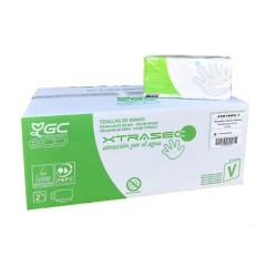 Toalla de papel mano engarzada ecologica xtrasec 20x23 cm 2 capas paquete con 196 unidades