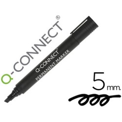 Rotulador q-connect marcador permanente negro punta biselada 5 mm