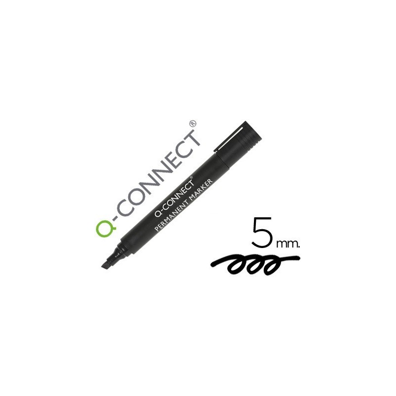 Rotulador q-connect marcador permanente negro punta biselada 5 mm