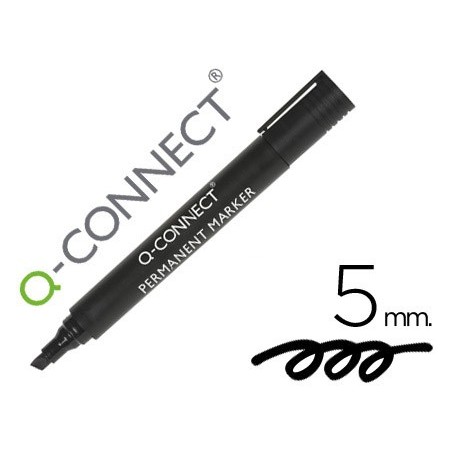 Rotulador q-connect marcador permanente negro punta biselada 5 mm
