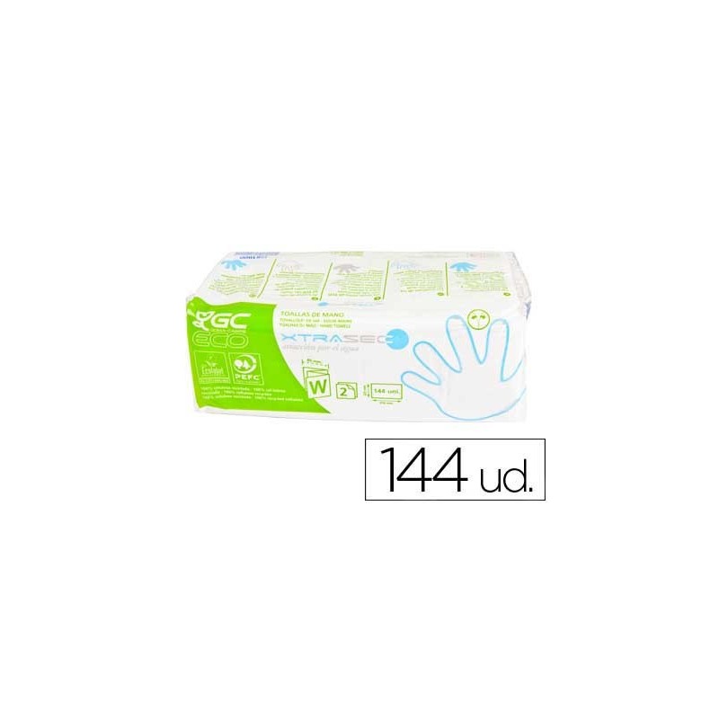 Toalla de papel mano engarzada ecologica -22,5x31 cm 2 capas -paquete con 144 unidades Toalla de papel mano engarzada ecologica -22,5x31 cm 2 capas -paquete con 144 unidades