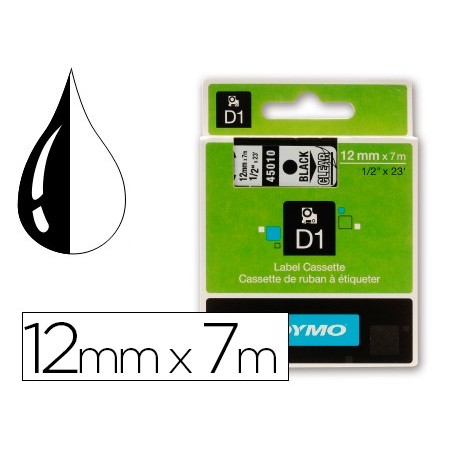 Cinta dymo negro transparente 12mm x7 mt d1