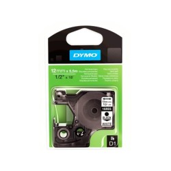 Cinta dymo negro blanco 12mm x 5,5 mt d1 polyester adhesivo permanente