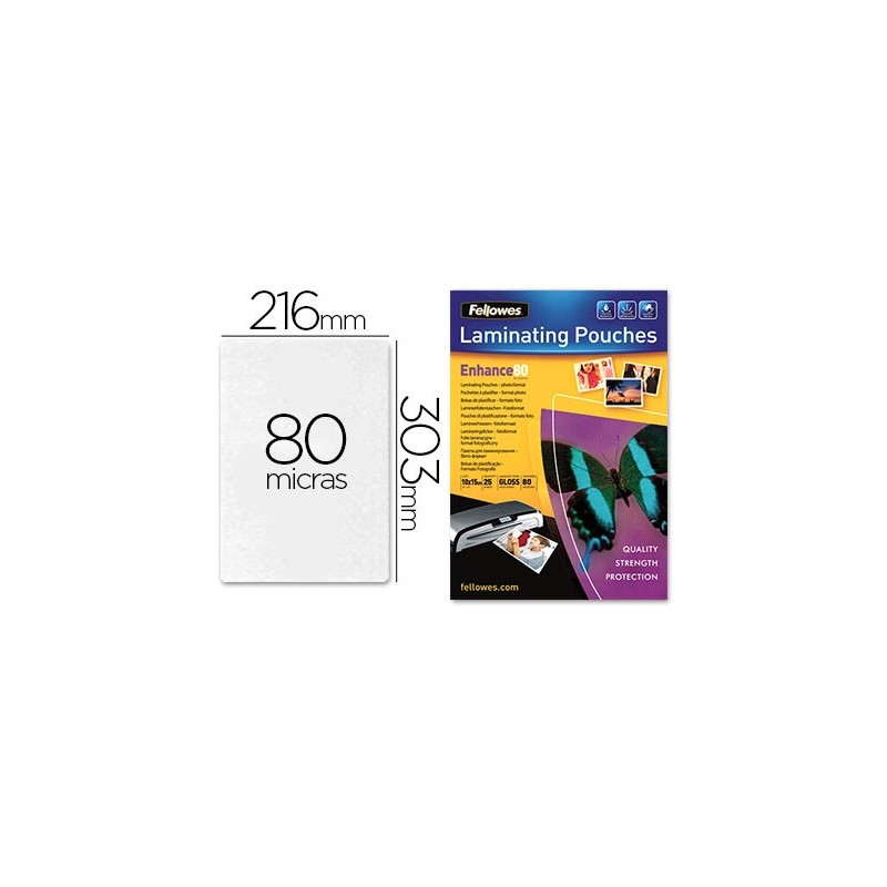 Bolsa de plastificar fellowes brillo din a4 80 mc pack 25 unidades