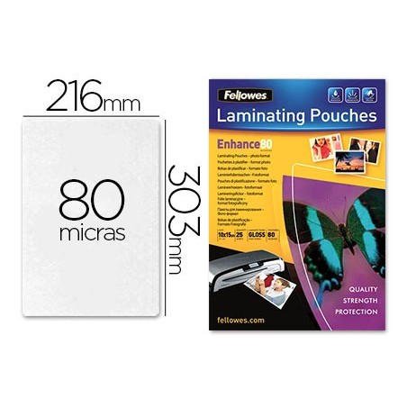 Bolsa de plastificar fellowes brillo din a4 80 mc pack 25 unidades
