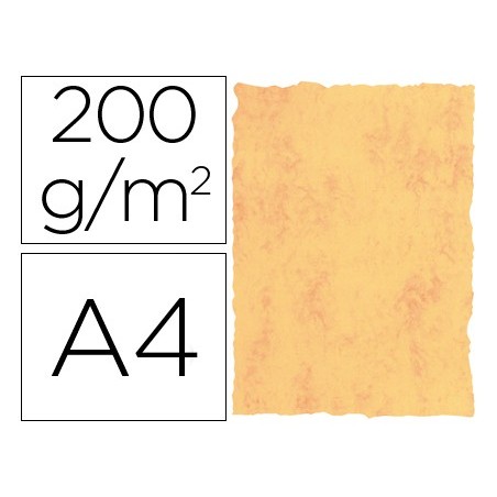 Papel pergamino din a4 200 gr color marmol amarillo paquete de 25 hojas