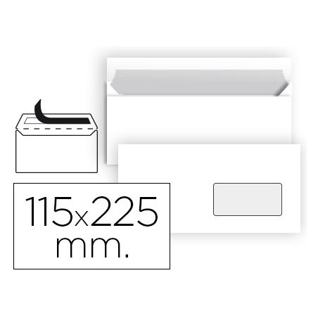 Sobre liderpapel n 4 blanco americano ventana derecha 115x225 mm tira de silicona paquete de 25 unidades
