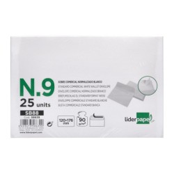 Sobre liderpapel n 9 blanco comercial normalizado 120x176 mm tira de silicona paquete de 25 unidades