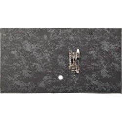 Archivador de palanca liderpapel carton forrado folio jaspeado negro con caja classic blue