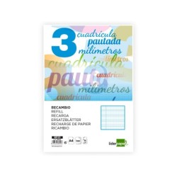 Recambio liderpapel a4 pautaguia 100 hojas 75 g cuadriculado pautado 3 mm con margen 4 taladros
