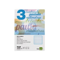 Recambio liderpapel a4 pautaguia 100 hojas 75 g cuadriculado pautado 3 mm con margen 4 taladros