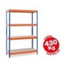 Estanteria metalica ar storage 200x100x60cm 4 estantes 430kg por estante bandejas de maderasin tornillos azul naranja