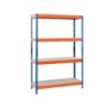 Estanteria metalica ar storage 200x100x60cm 4 estantes 430kg por estante bandejas de maderasin tornillos azul naranja