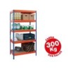 Estanteria metalica ar storage 192x100x50cm 5 estantes 300kg por estante bandejas de madera sin tornillos azul/naranja