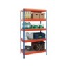 Estanteria metalica ar storage 192x100x50cm 5 estantes 300kg por estante bandejas de madera sin tornillos azul/naranja