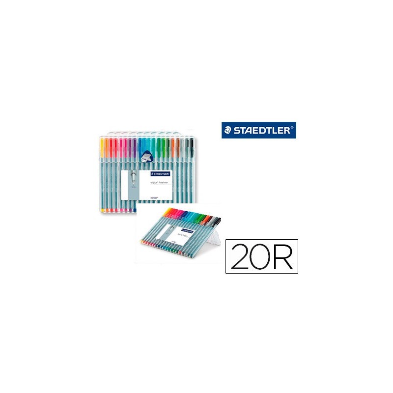 Rotulador staedtler triplus fineliner 334 estuche de 20 unidades colores surtidos