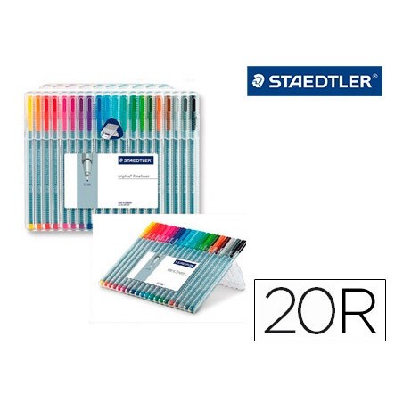 Rotulador staedtler triplus fineliner 334 estuche de 20 unidades colores surtidos