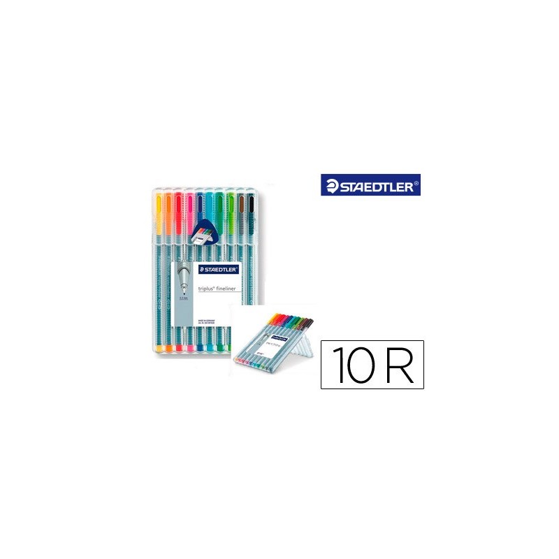 Rotulador staedtler triplus fineliner 334 estuche de 10 unidades colores surtidos