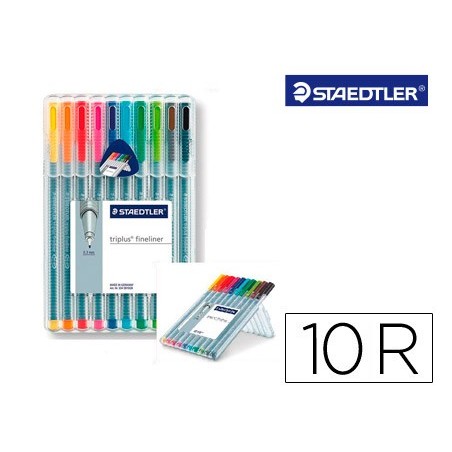 Rotulador staedtler triplus fineliner 334 estuche de 10 unidades colores surtidos
