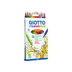 Lapices de colores giotto stilnovo maxi caja de 12 unidades colores surtidos mina 4,3 mm
