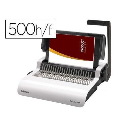 Encuadernadora manual para canutillo fellowes pulsar300 perfora 20 hojas tamaño din a4encuaderna hasta 300 hojas