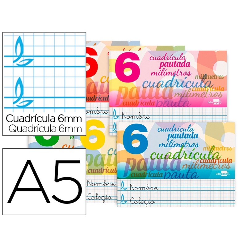 Libreta liderpapel pautaguia tapa cartoncillo 32 hojas din a5 70 g cuadriculado pautado 6 mm apaisado Libreta liderpapel pautaguia tapa cartoncillo 32 hojas din a5 70 g cuadriculado pautado 6 mm apaisado