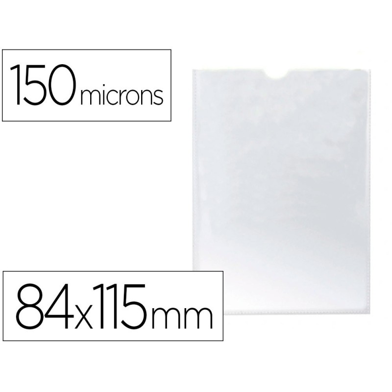 Funda portadocumento q-connect din a7 150 micras pvc transparente con uñero 84x115 mm