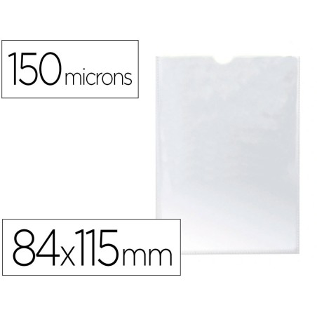 Funda portadocumento q-connect din a7 150 micras pvc transparente con uñero 84x115 mm