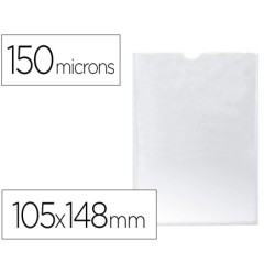 Funda portadocumento q-connect din a6 150 micras pvc transparente con uñero 105x148 mm