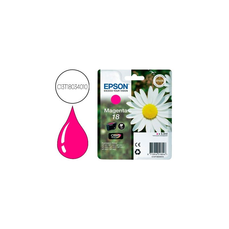Ink-jet epson t18 magenta expression home xp-102 xp-205 xp-305 xp-405 capaciidad 180 pag