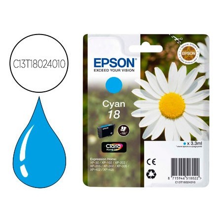 Ink-jet epson t18 cyan expression home xp-102 xp-205 xp-305 xp-405 capacidad 180 pag