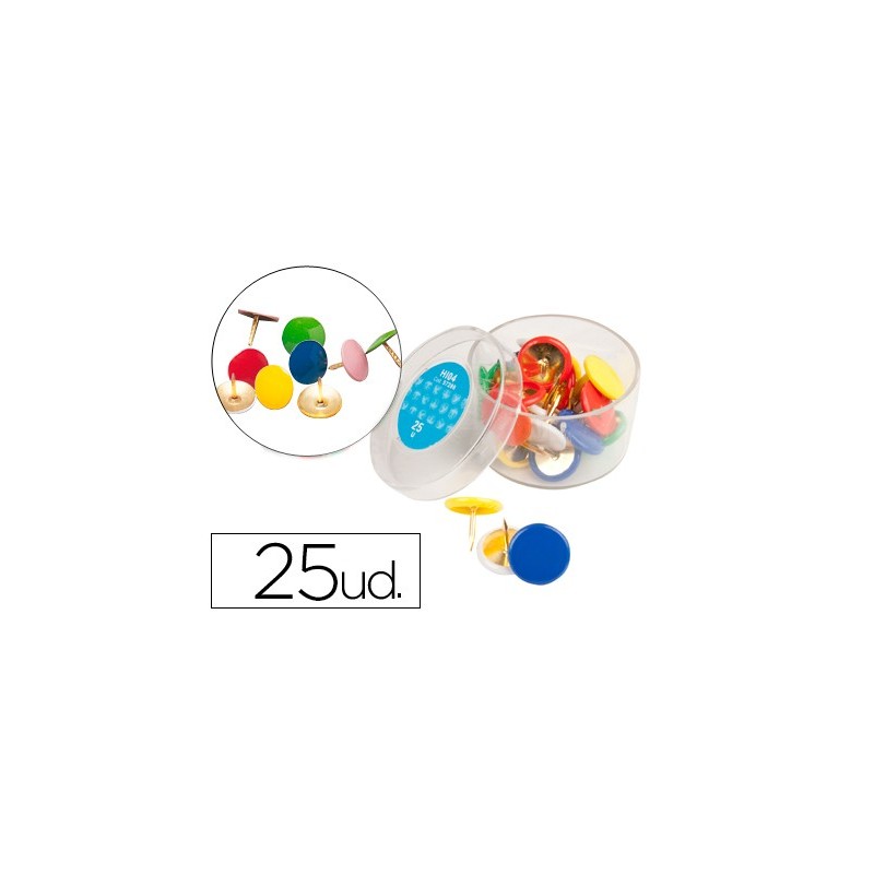 Chincheta liderpapel plastificada colores surtidos caja de 25 unidades