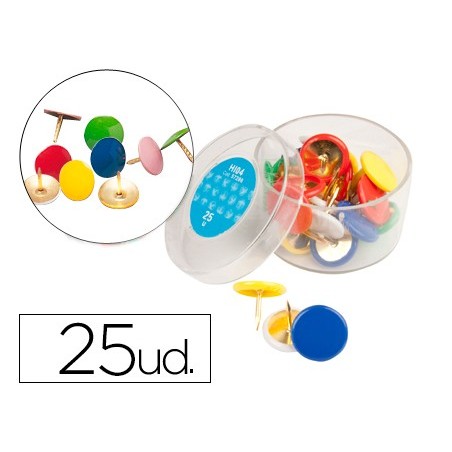 Chincheta liderpapel plastificada colores surtidos caja de 25 unidades