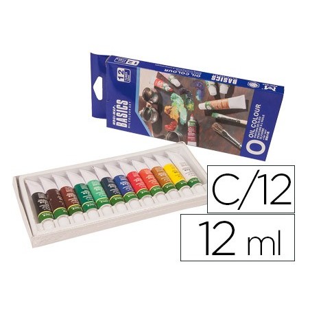 Pintura oleo artist caja carton de 12 colores surtidos tubo de 12 ml