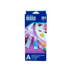 Pintura acrilica artist caja carton de 12 colores surtidos tubo de 12 ml