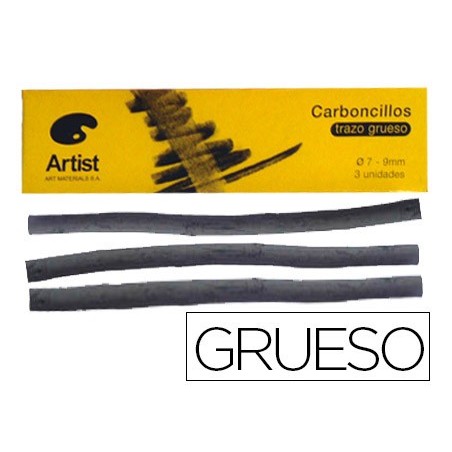 Carboncillo artist grueso 7-9 mm caja de 3 unidades